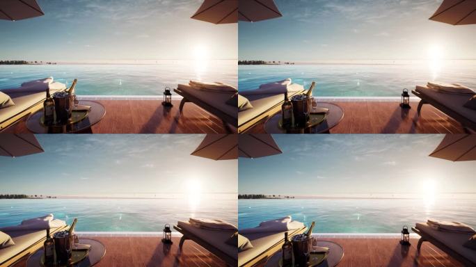 三维无边际休闲泳池镜头