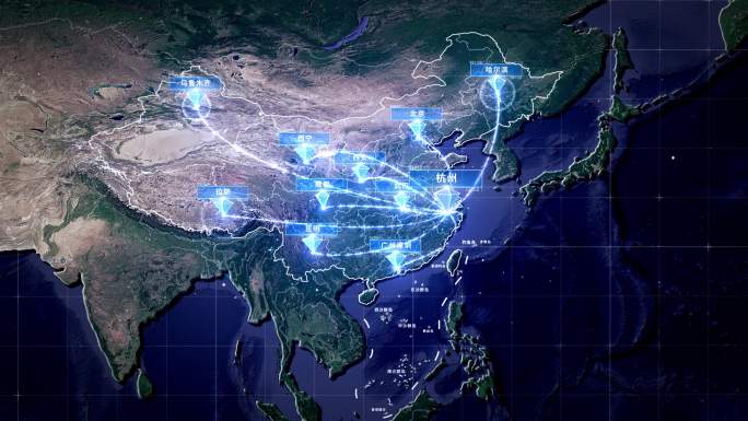 浙江杭州辐射全国全球地图
