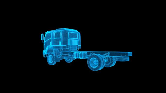全息科技蓝色线框小货车带通道无缝循环