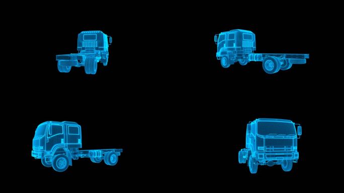 全息科技蓝色线框小货车带通道无缝循环