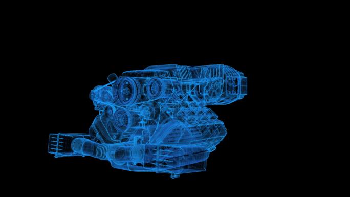 C4D渲染 全息汽车发动机引擎