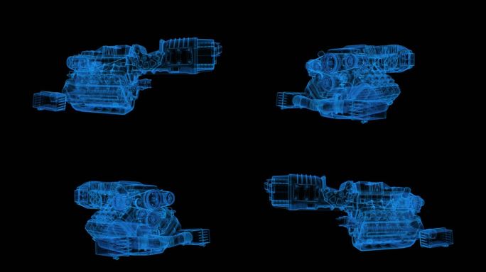 C4D渲染 全息汽车发动机引擎