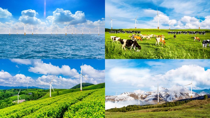 4K风力发电 海上风电新能源合辑