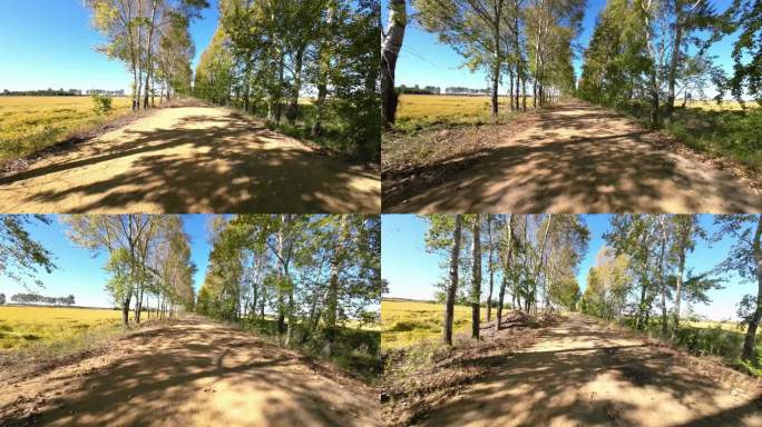 开车行驶在乡下乡间小路第一视角