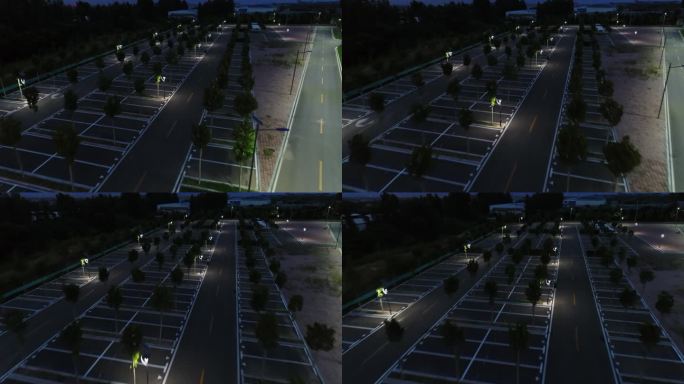 航拍夜晚的停车场
