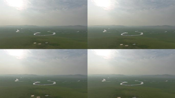 夏日雾霭蒙蒙中的莫尔格勒河