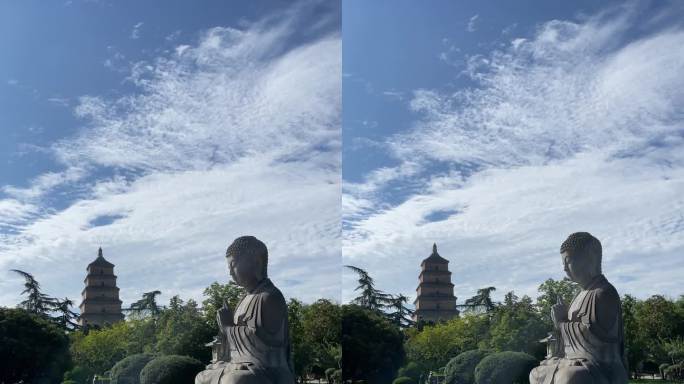 西安大雁塔和佛像