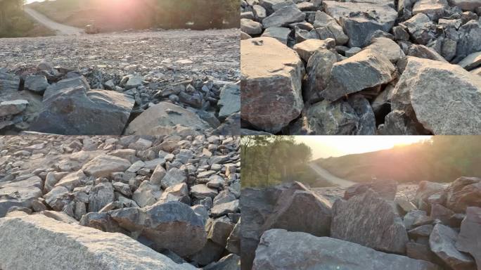 阳光自然 石头 山石 化岗岩石子路 碎石