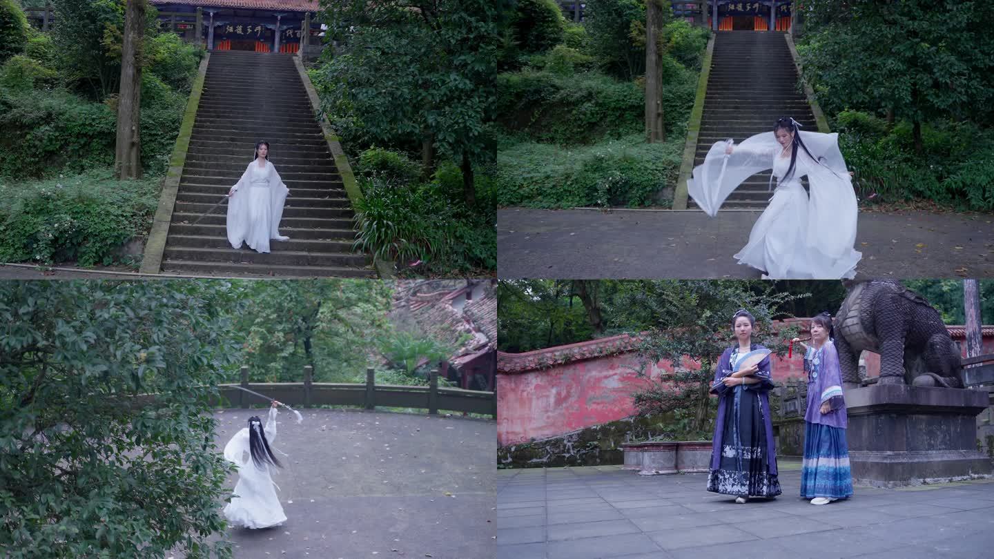 美女古风森林女舞蹈中国风中国古典