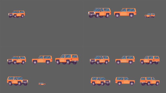 MG扁平卡通吉普车汽车交通工具元素动画