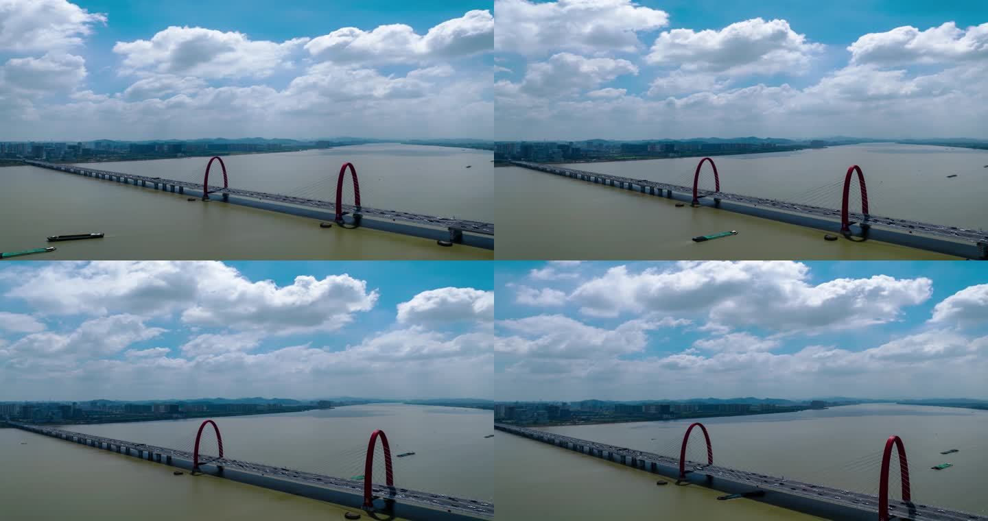 杭州之江大桥蓝天白云延时