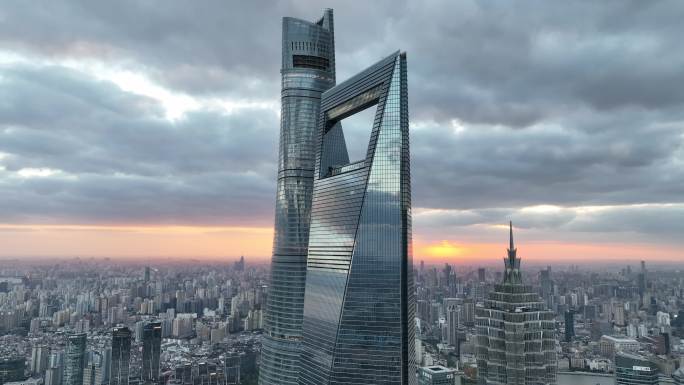4K原素材-航拍上海环球金融中心