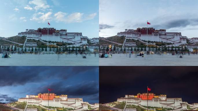 西藏宣传片素材拉萨布达拉宫日转夜延时