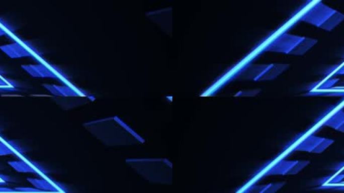 蓝色 三角穿梭 动感 光线