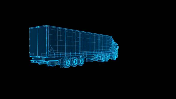 全息科技蓝色线框大货车带通道无缝循环