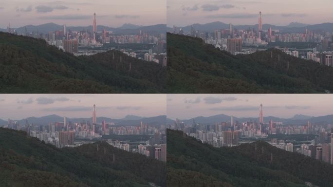 深圳市北环大道蓝调车流看平安大夏