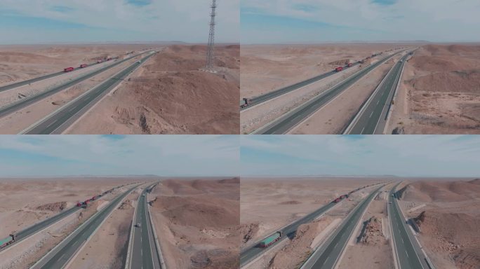 戈壁无人区沙漠高速公路货运