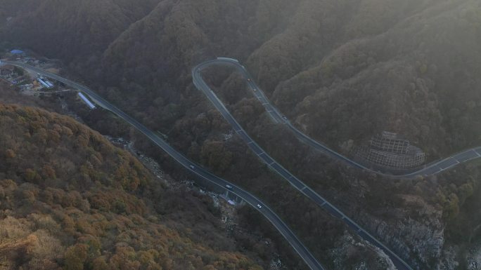 4K 原素材 航拍宝鸡公路段山路