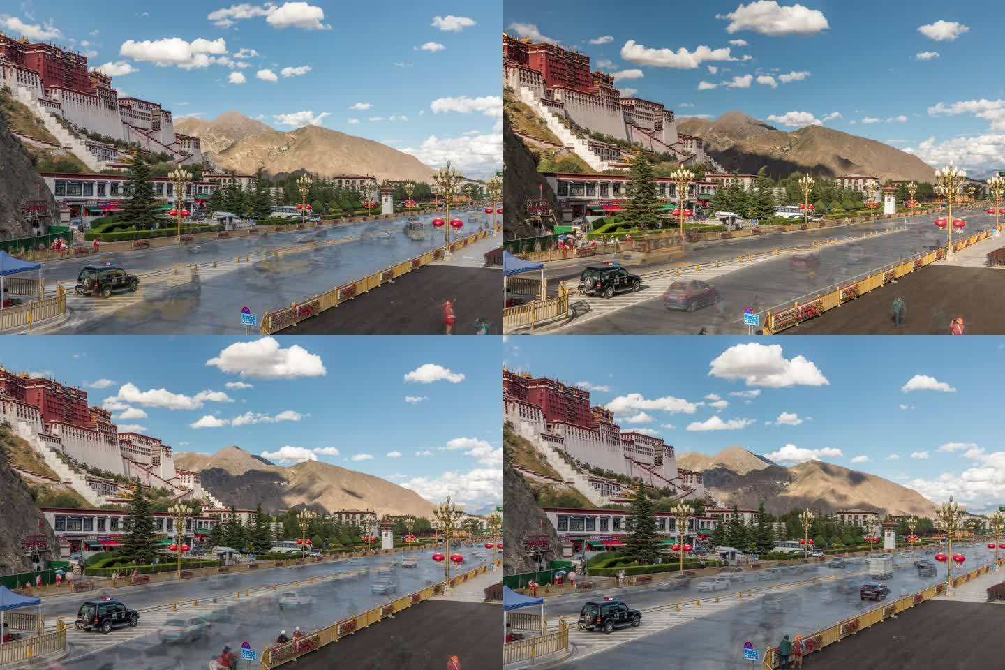 西藏风光延时西藏宣传片素材拉萨布达拉宫