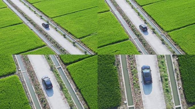 行驶在乡间小路上的汽车