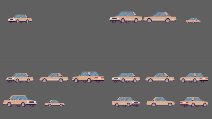 MG扁平卡通轿车汽车交通工具元素动画
