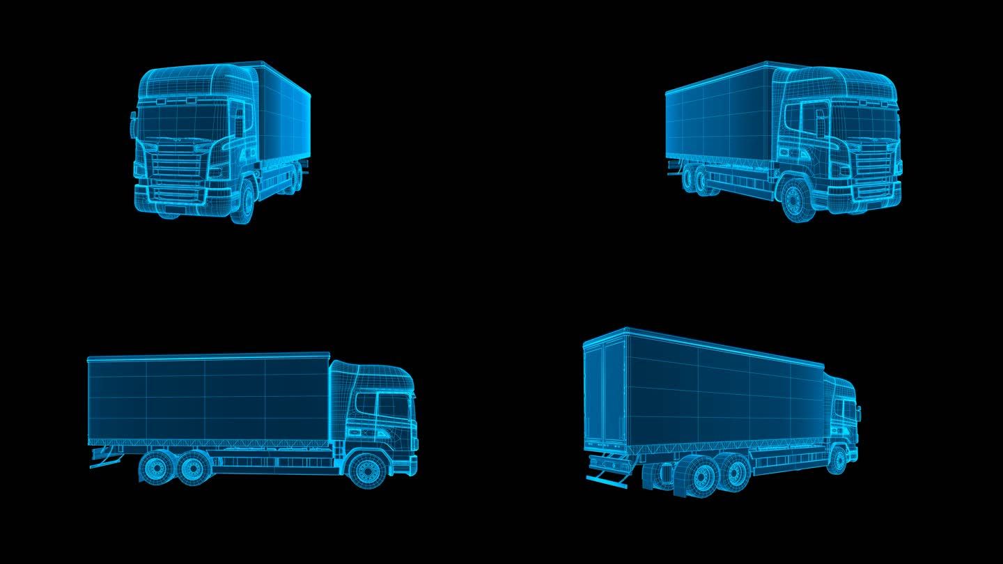 全息科技蓝色线框货车带通道无缝循环