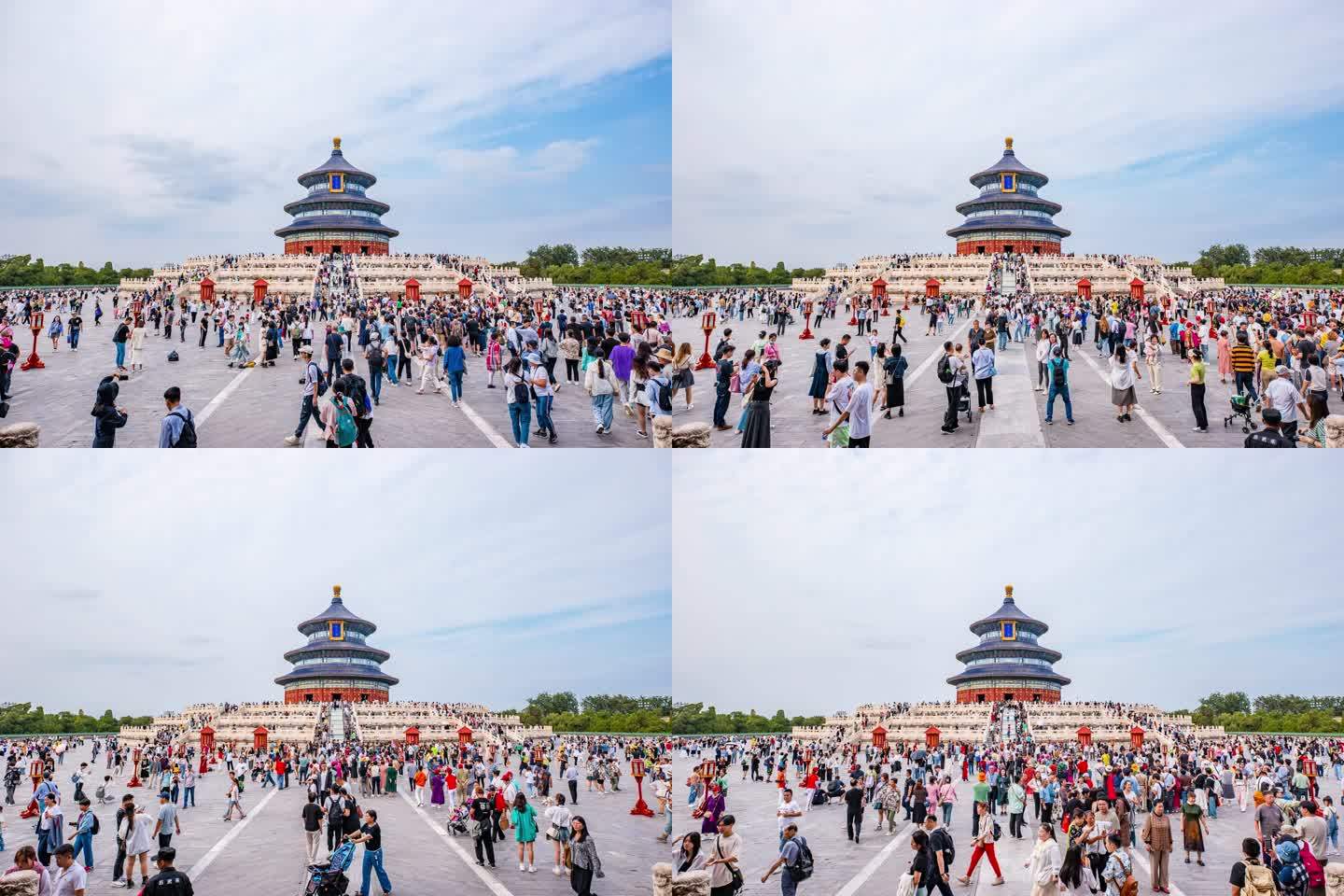 北京天坛祈年殿人流游客延时