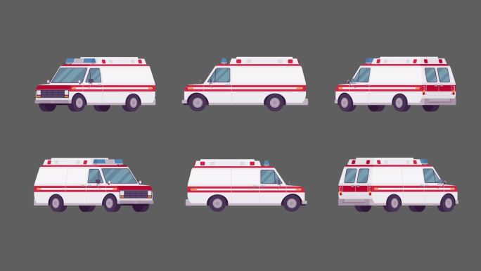 MG扁平卡通救护车元素动画