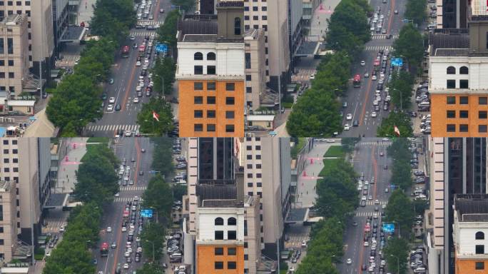 高楼林立的城市道路交通航拍