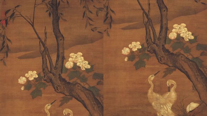 【含ae工程】明 郑石 画芙蓉白鹭轴