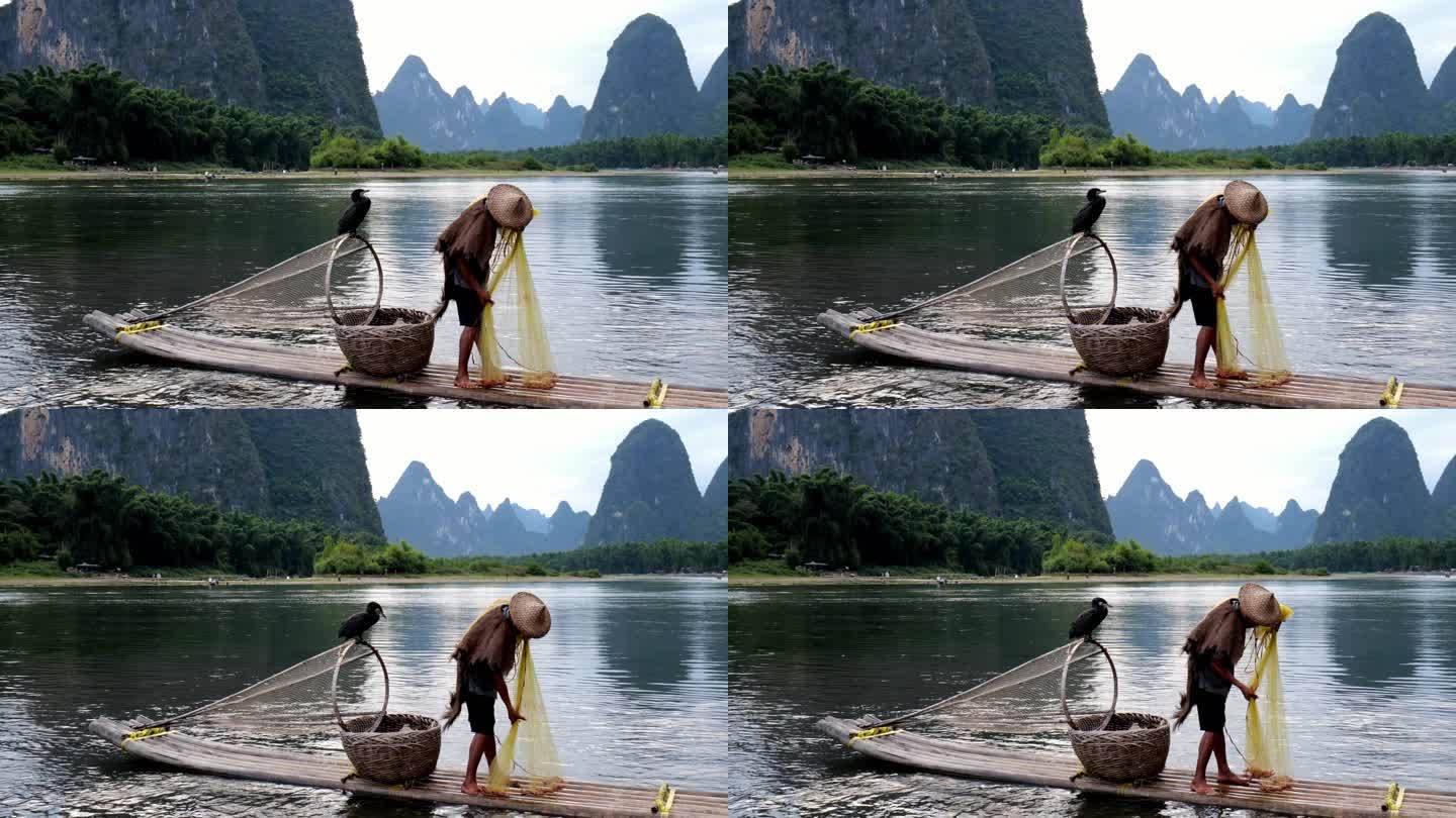 广西 桂林 山水 漓江 渔船 渔夫