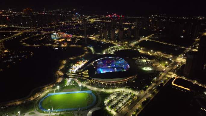 航拍鼎湖新区演唱会夜景