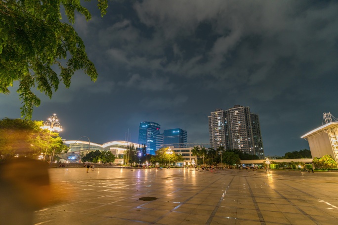 【正版素材】广场夜景延时摄影