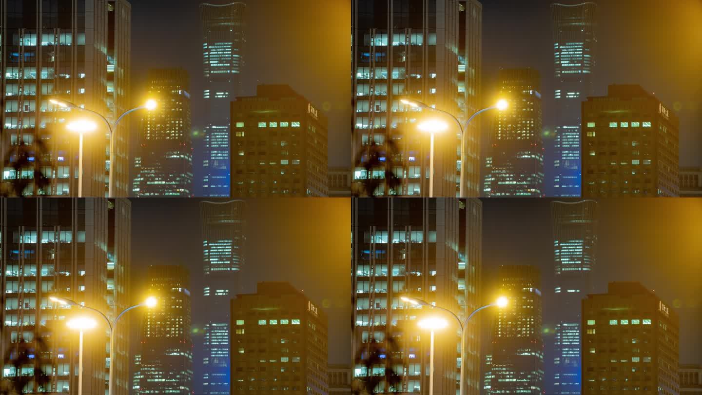城市CBD高楼夜景