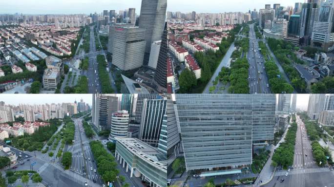 4K原素材-航拍上海浦东新区世纪大道