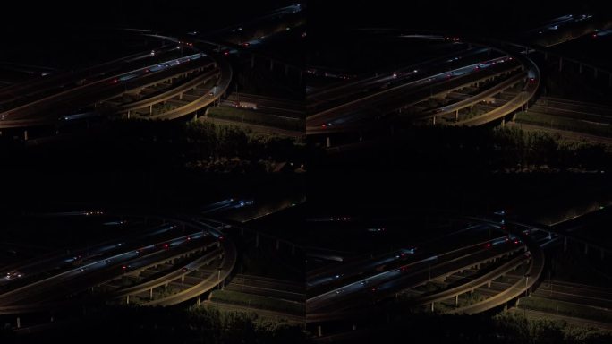 航拍上海绕城高速s32申嘉湖高速夜景