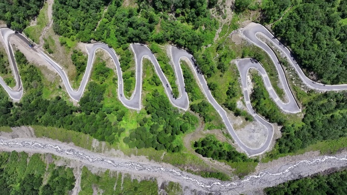 航拍四川独库公路雅安宝康线盘山公路