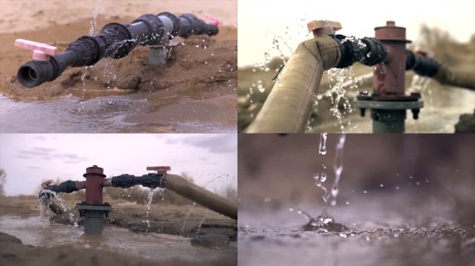 沙漠中的水管水龙头 滴水浇水洒水喷水