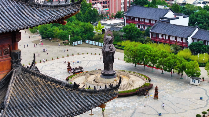 航拍归元寺 武汉寺庙 观音 古楼