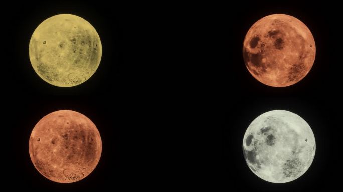 4k带通道三种颜色月球满月旋转