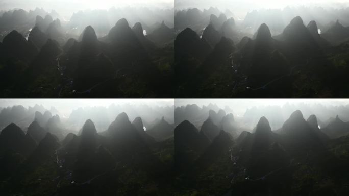 桂林山水日出美景航拍