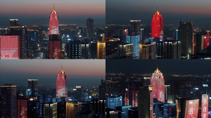 宁波南部商务区4k夜景航拍