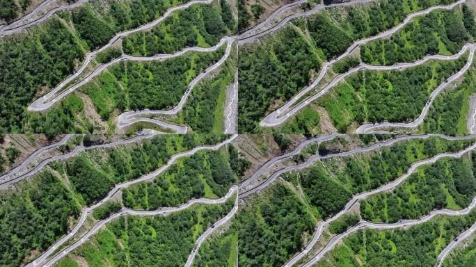 航拍四川独库公路雅安宝康线盘山公路