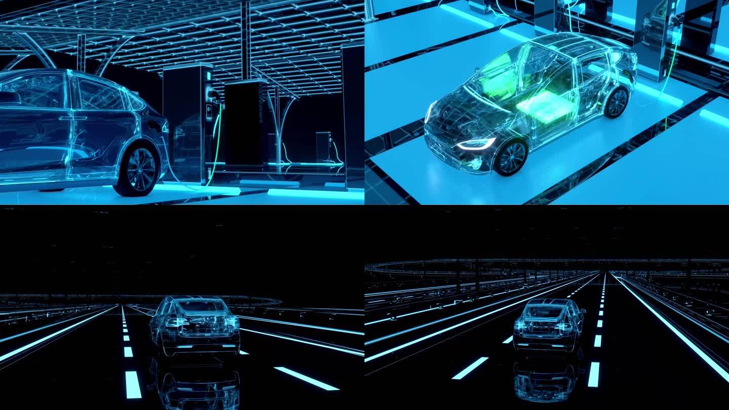全息充电桩汽车行驶新能源科技AE+C4D