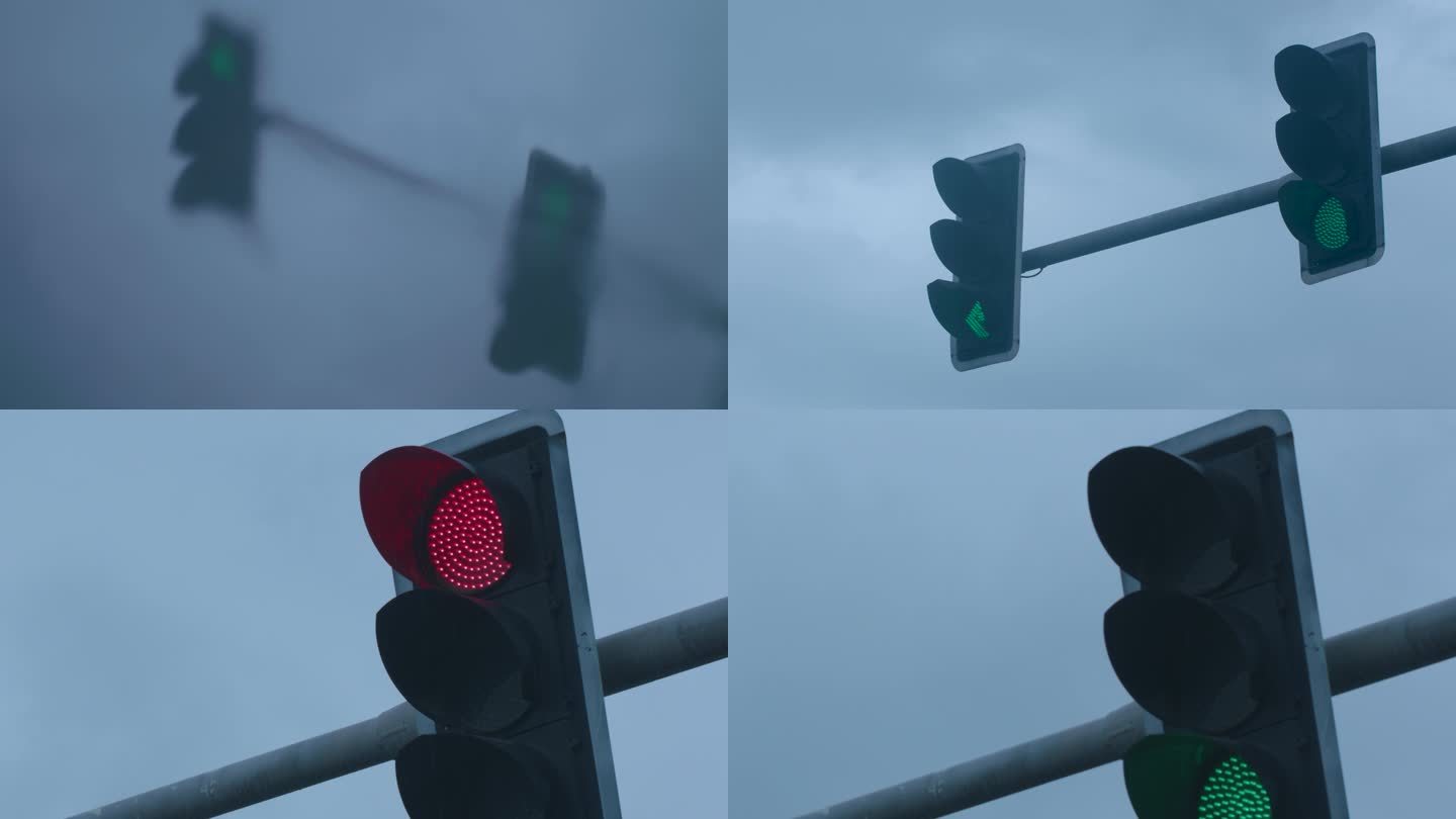 雨中红绿灯红灯禁止