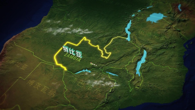 赞比亚飞入国家区位地图