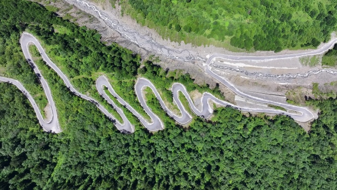 航拍四川独库公路雅安宝康线盘山公路