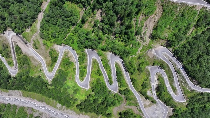 航拍四川独库公路雅安宝康线盘山公路