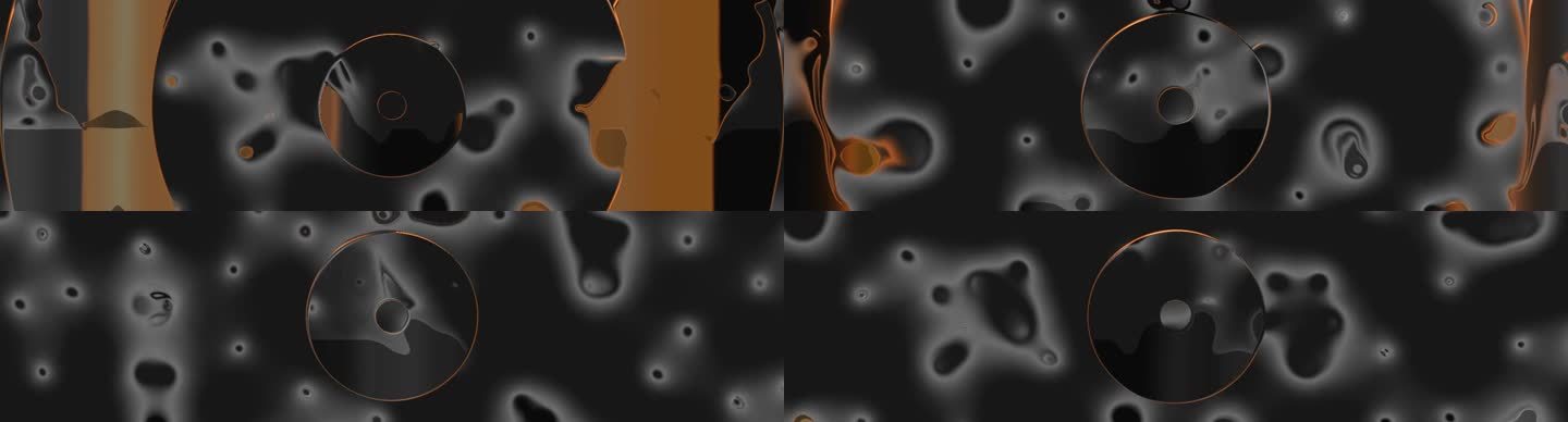 宽屏流体橙色黑白液态融合金属背景投影2