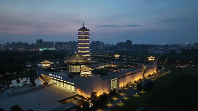 扬州中国大运河博物馆4K夜景航拍